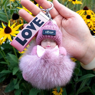 Fox FurPendant Sleeping Baby Backpack Fur Pendant