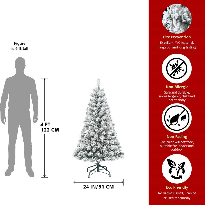 Christmas Tree Snow Flocked  With Foldable Base