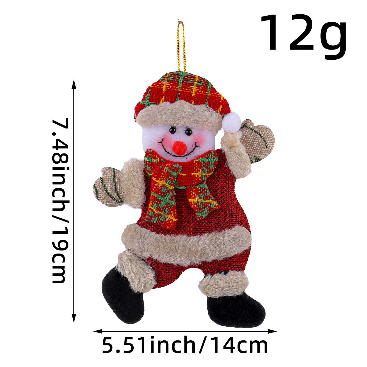 Festive Christmas Tree Ornaments - Santa, Snowman, Reindeer & Bear Figures With Red & White Scarves, Golden Balls & Red Bows -