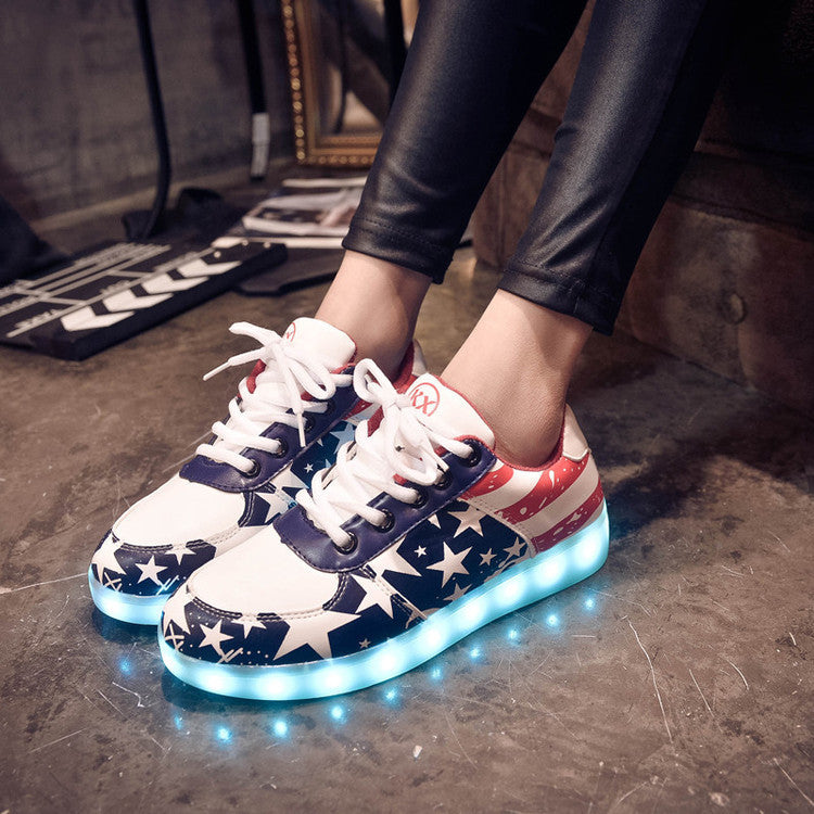 Couple's charging colorful luminous shoes