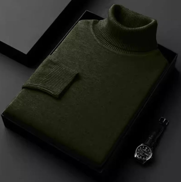 Men's Turtleneck Pure Color Thickened Loose Casual Sweater
