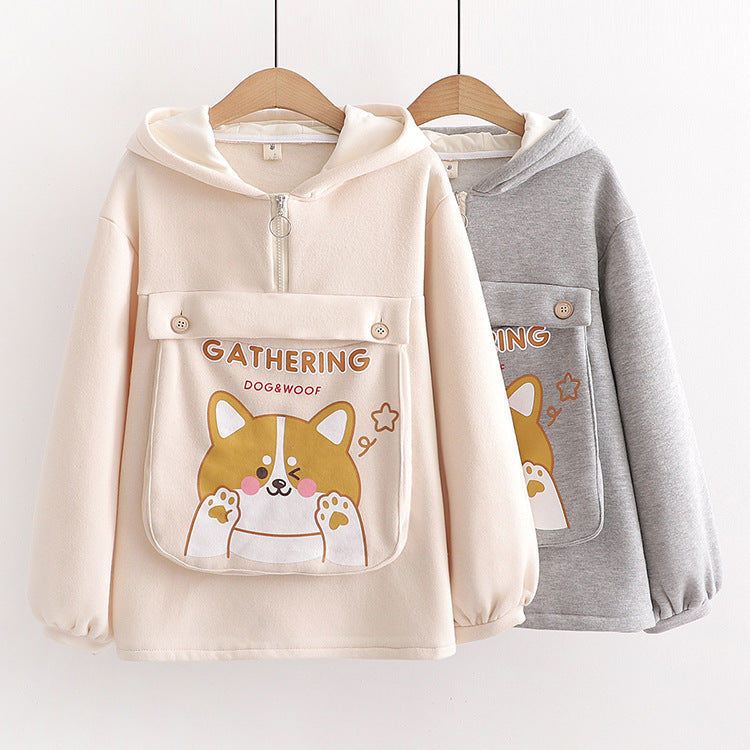 Japanese Hooded Plus Fleece Sweater