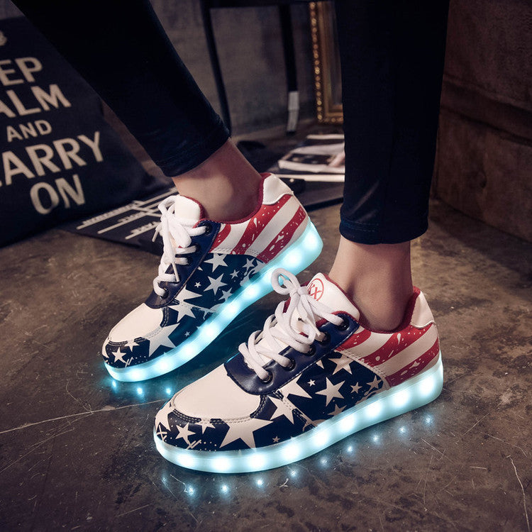 Couple's charging colorful luminous shoes