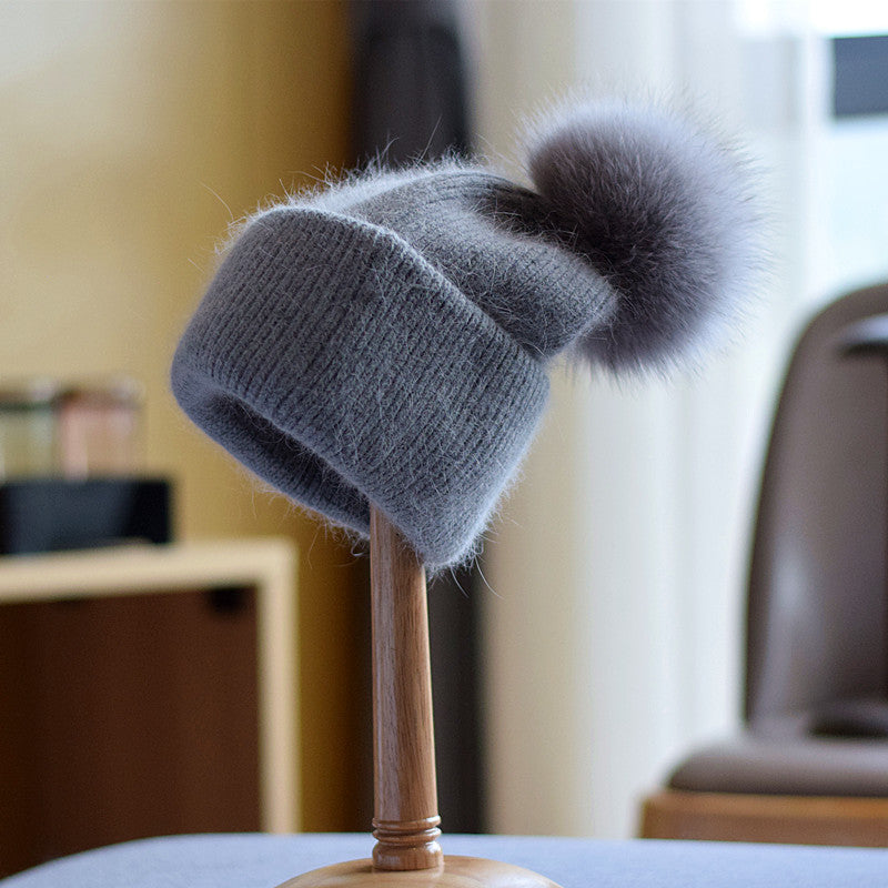 Women's Fashion Fox Fur Wool Cap