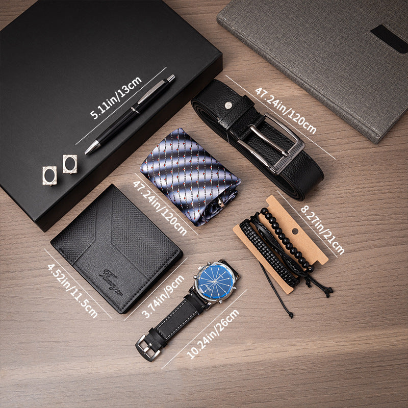Father's Day Watch Belt Wallet Tie Cuff Men's Gift Set