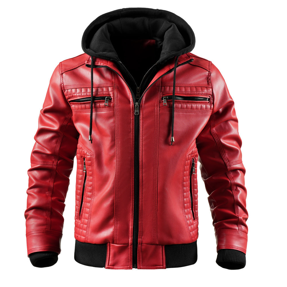 Men Leather Jacket Motorcycle Jacket Waterproof Windproof