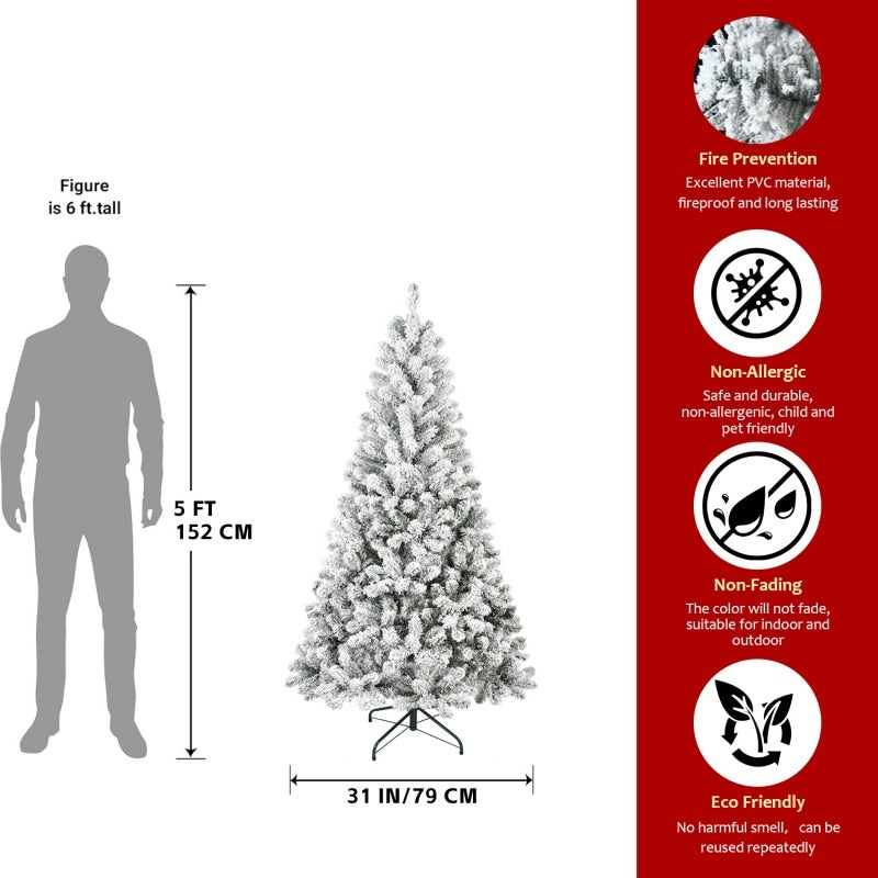 Christmas Tree Snow Flocked  With Foldable Base