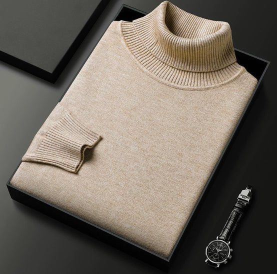 Men's Turtleneck Pure Color Thickened Loose Casual Sweater