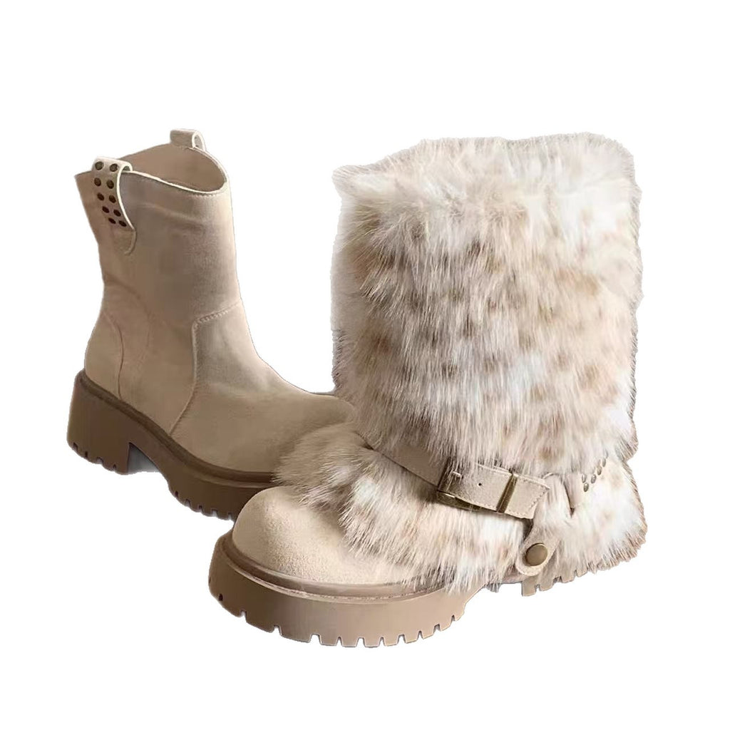 Winter Warm Furry Anti-slip Snow Boots For Women