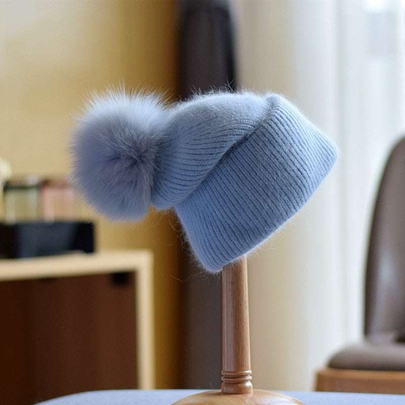 Women's Fashion Fox Fur Wool Cap