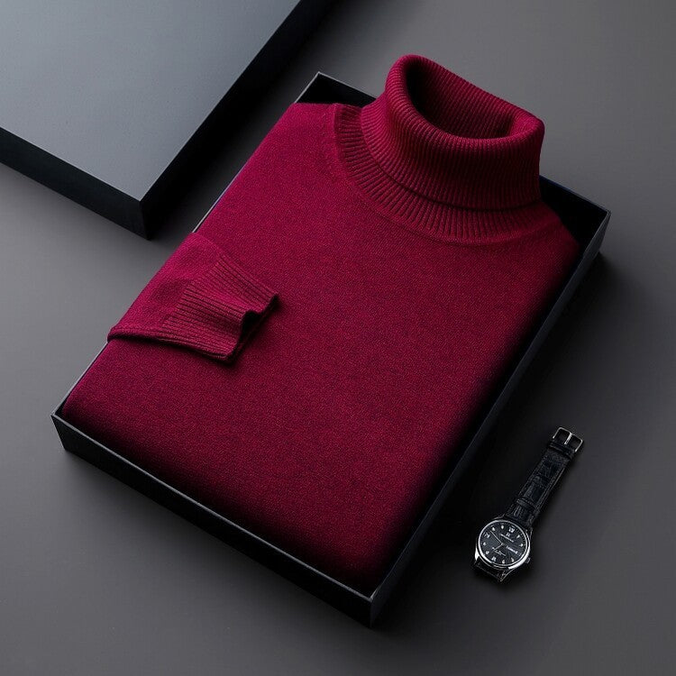 Men's Turtleneck Pure Color Thickened Loose Casual Sweater
