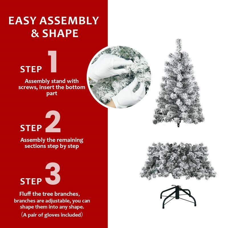 Christmas Tree Snow Flocked  With Foldable Base