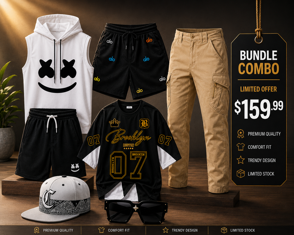 🔥 Men's Premium 7-Piece Streetwear Bundle Combo – Complete Outfit Set | Only $159.99
