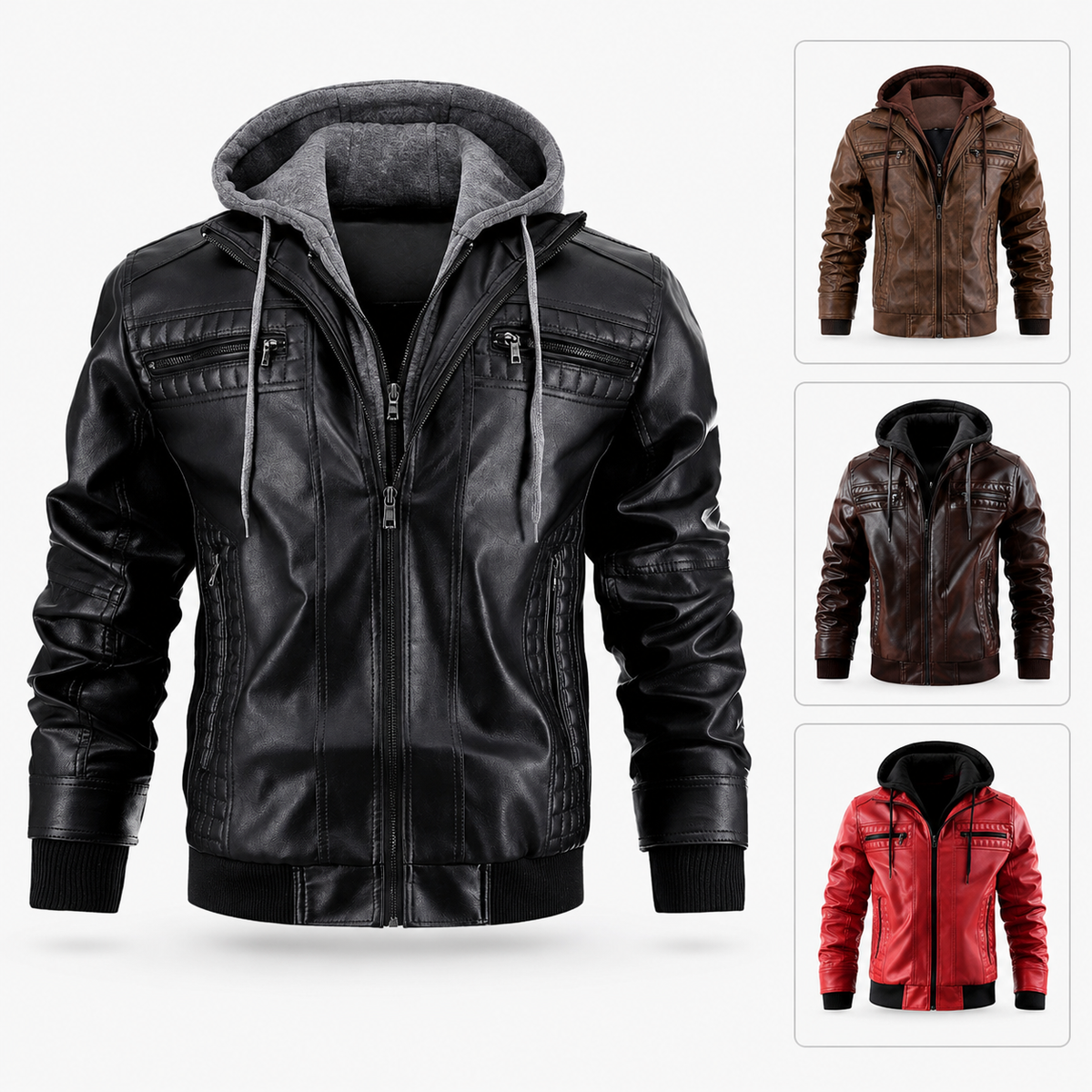 Men Leather Jacket Motorcycle Jacket Waterproof Windproof