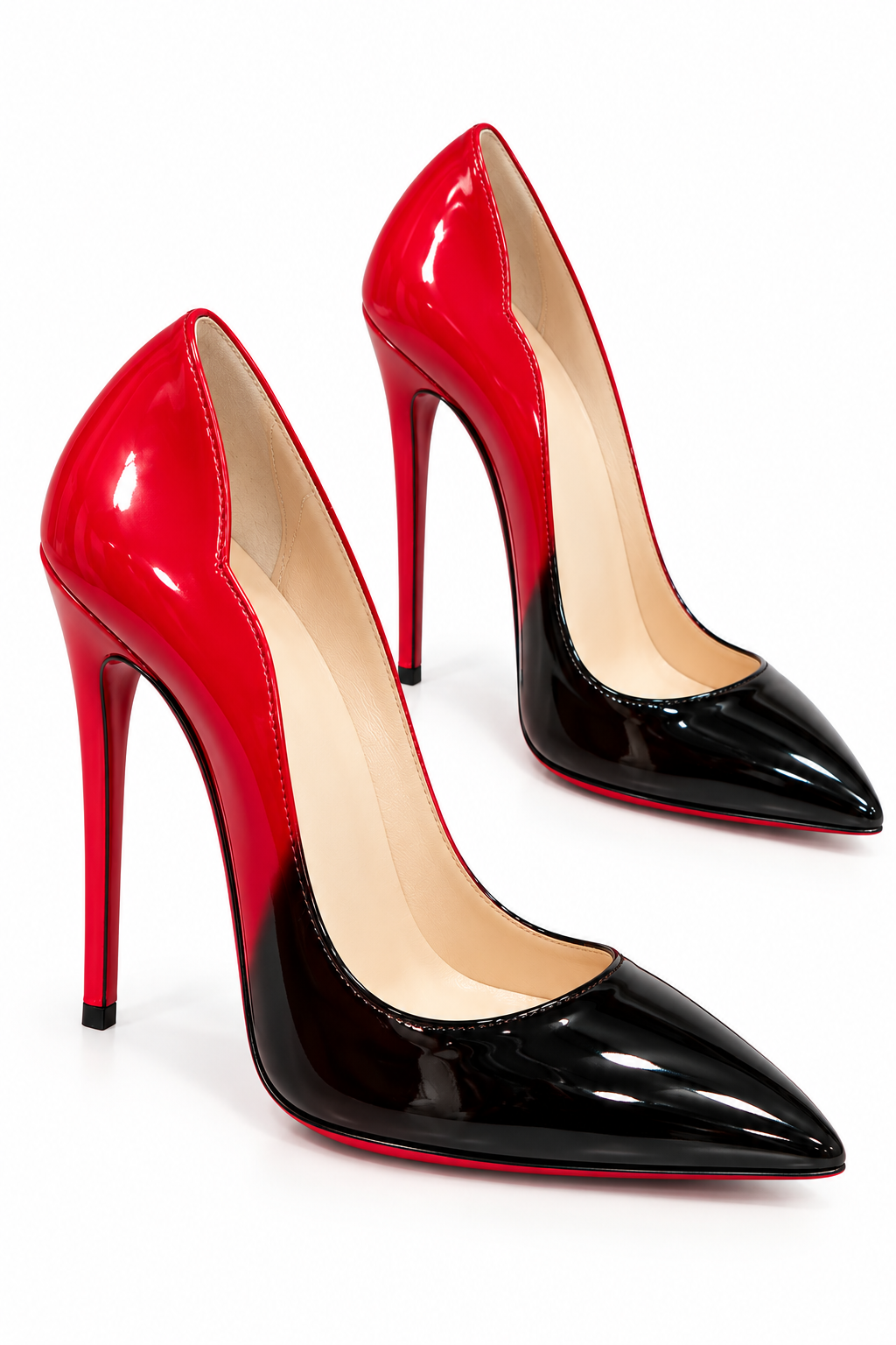 Curved edge shallow mouth gradient high heels