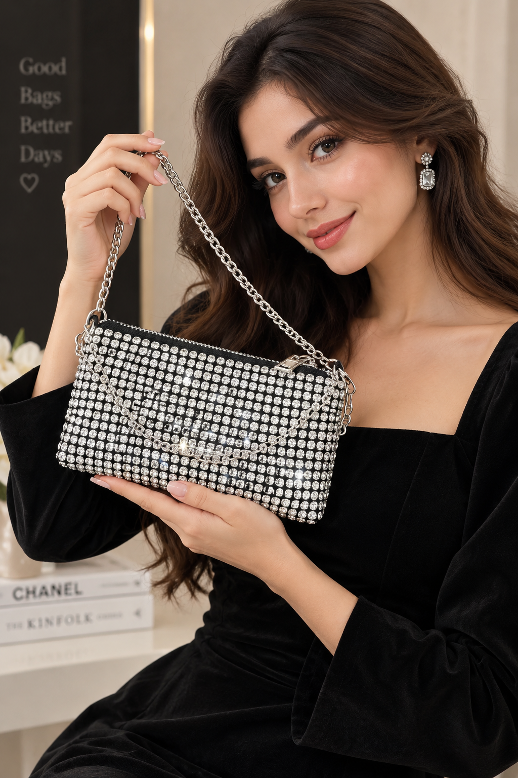 Luxury Designer Rhinestones Clutch Purse Bag