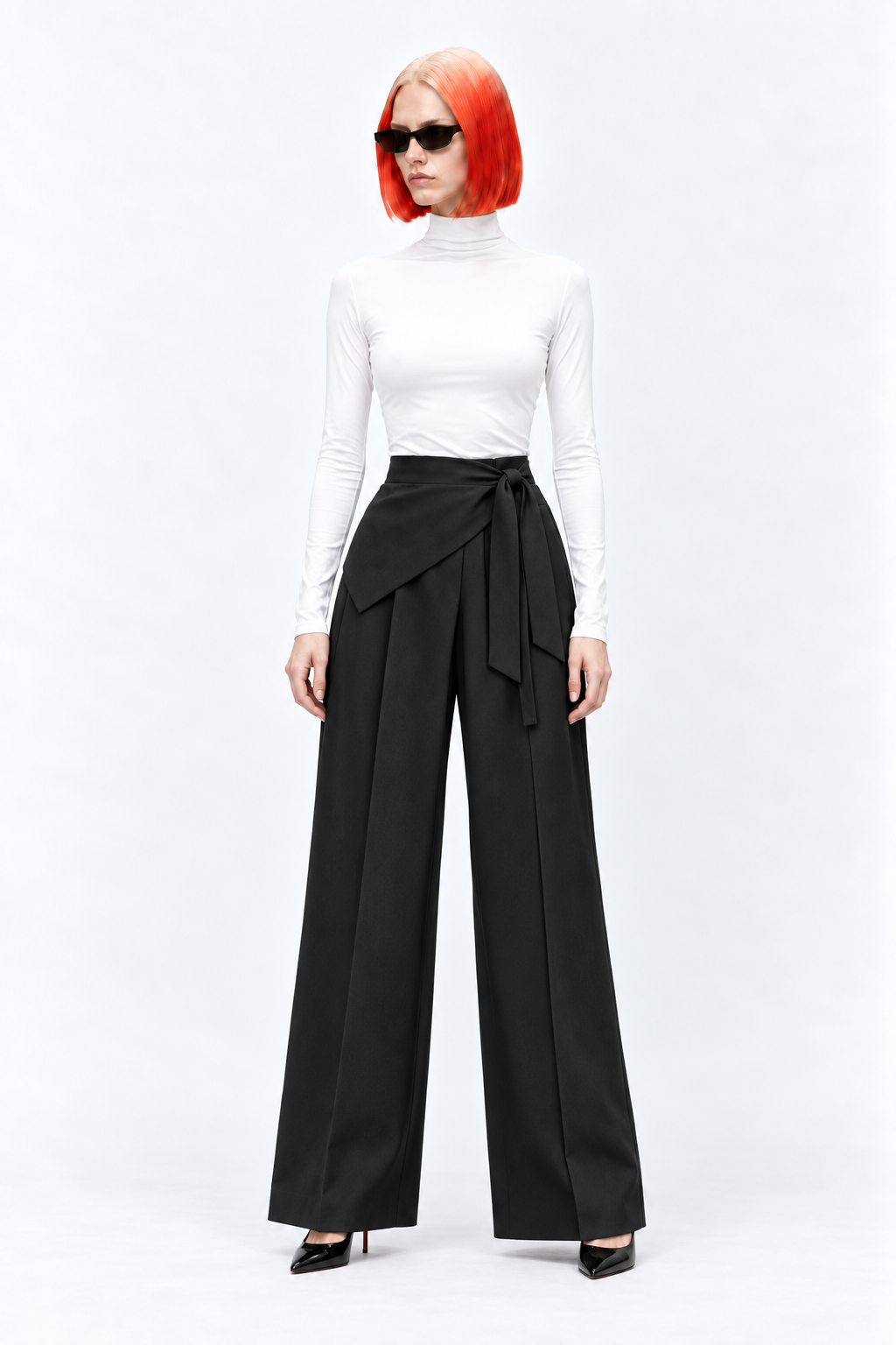 Women Trousers High Quality Lace-up Wide-leg Pants