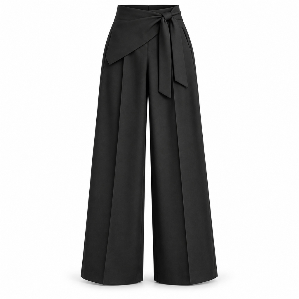 Women Trousers High Quality Lace-up Wide-leg Pants