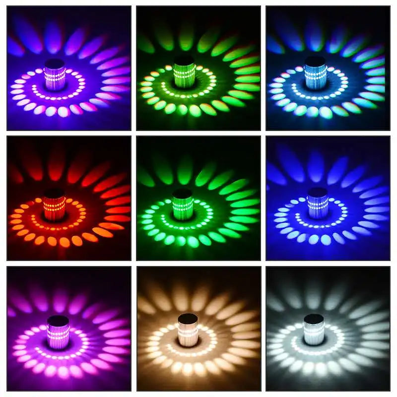 RGB Spiral Hole LED Wall Light Effect Wall Lamp Remote Controller