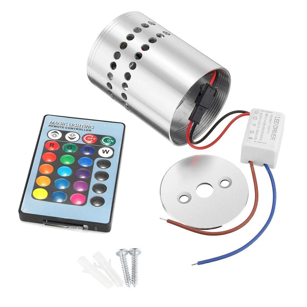 RGB Spiral Hole LED Wall Light Effect Wall Lamp Remote Controller