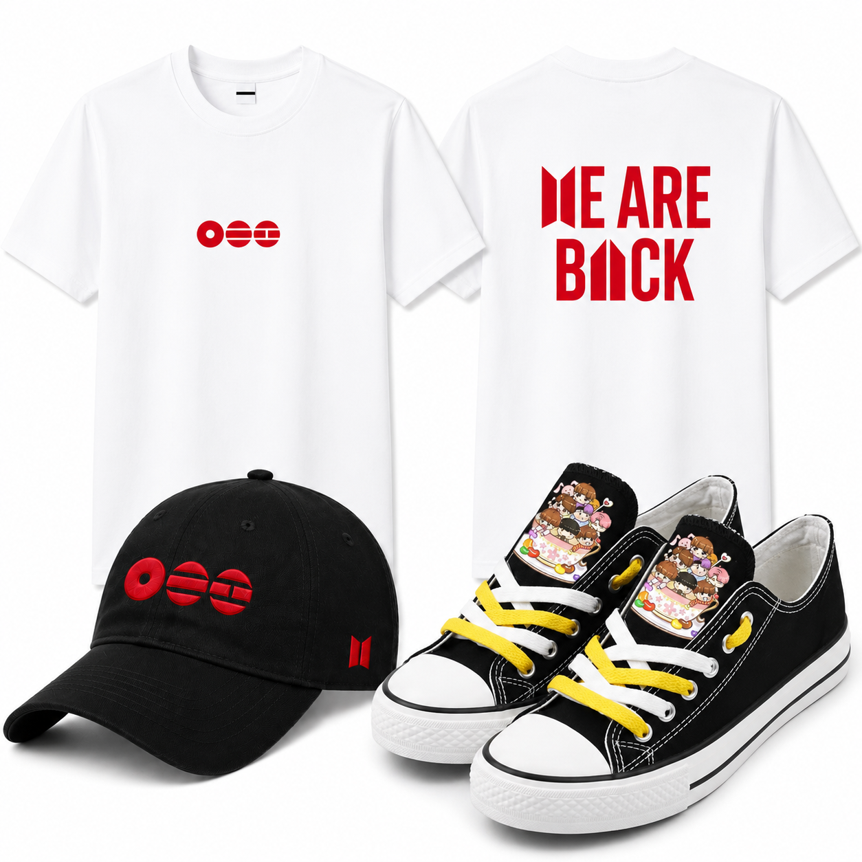 BTS Come Back T-shirt and shoes also with Cap Combo Set