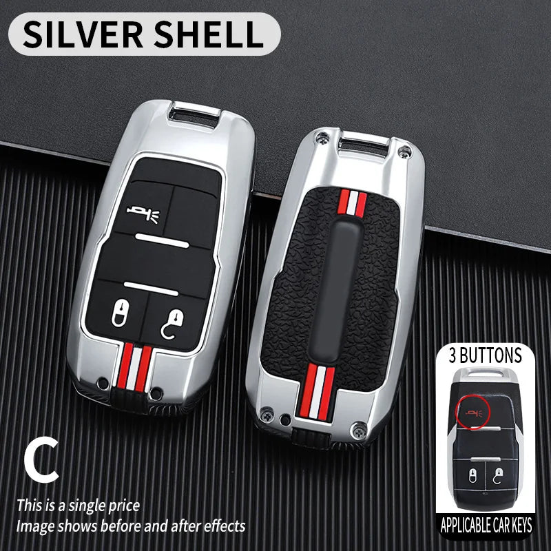 3 4 5 6 BOTTONS Metal Car Key Cover Fob Case Shell for Dodge Ram