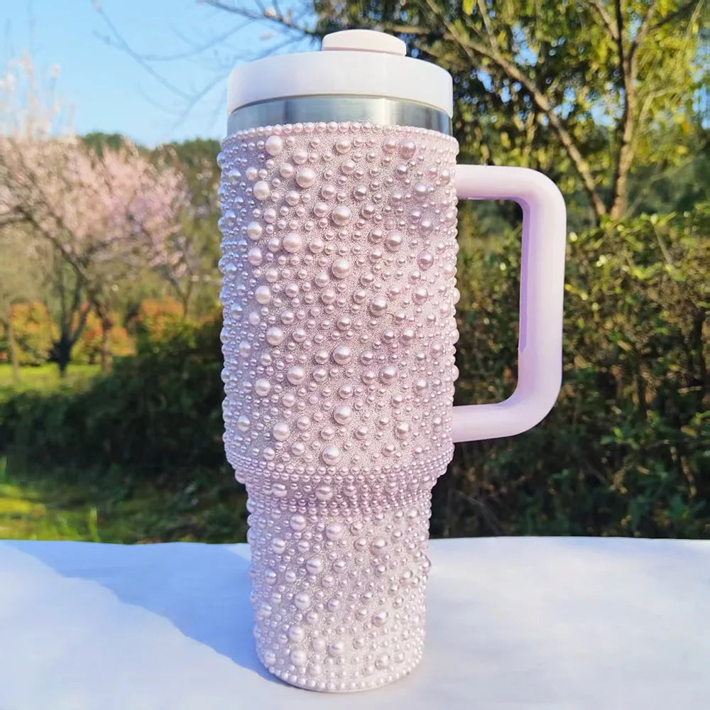 40oz Tumbler with Handle and Straw Stainless