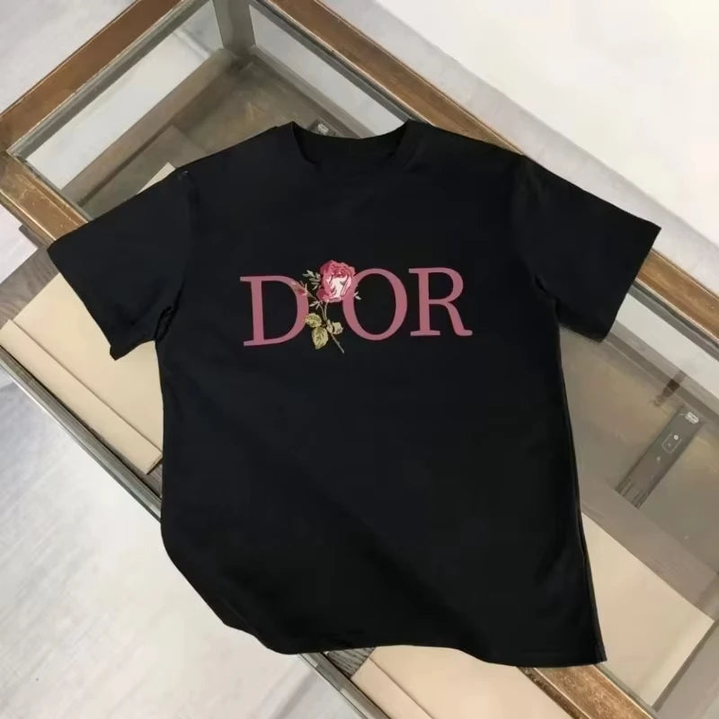 Summer Dior Fashionable High-end Pure Cotton Short-sleeved Women's Shirts