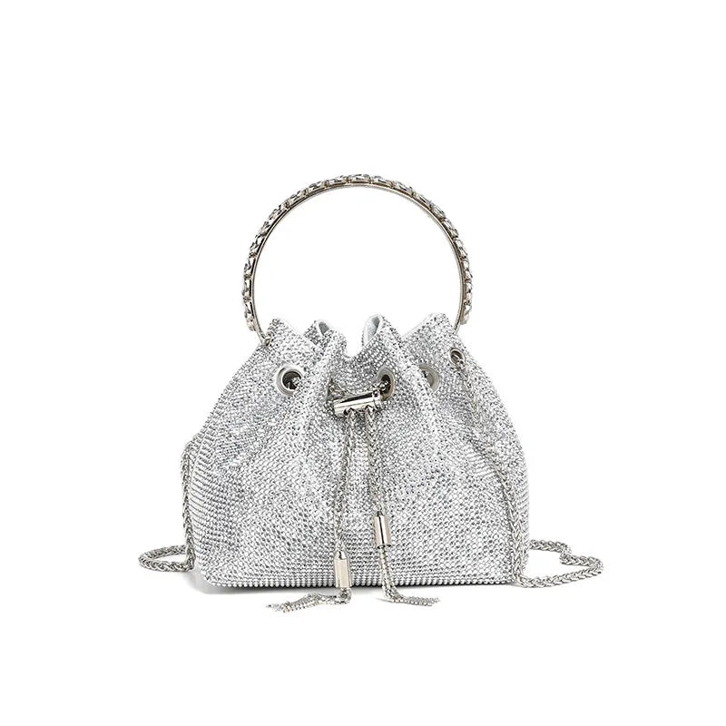 Acrylic Evening Handbag with Diamond-Encrusted Chain