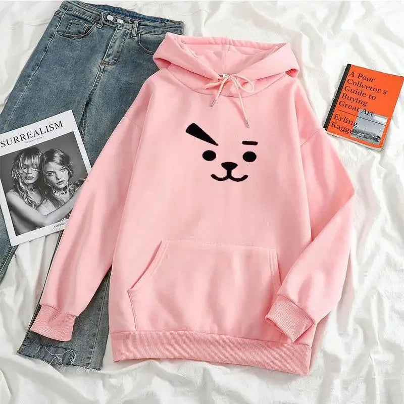 Kpop Boy Group Mascot Expression Hoodie Casual Streetwear