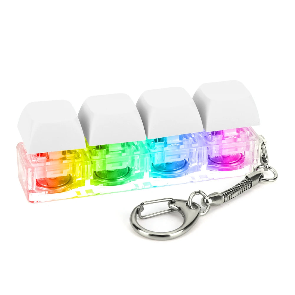 4 Keys Keycaps Keychain Toys with LED Light Decompression Toys Keyboard Fidget Keychain Stress Relief Fidget Keychain Button