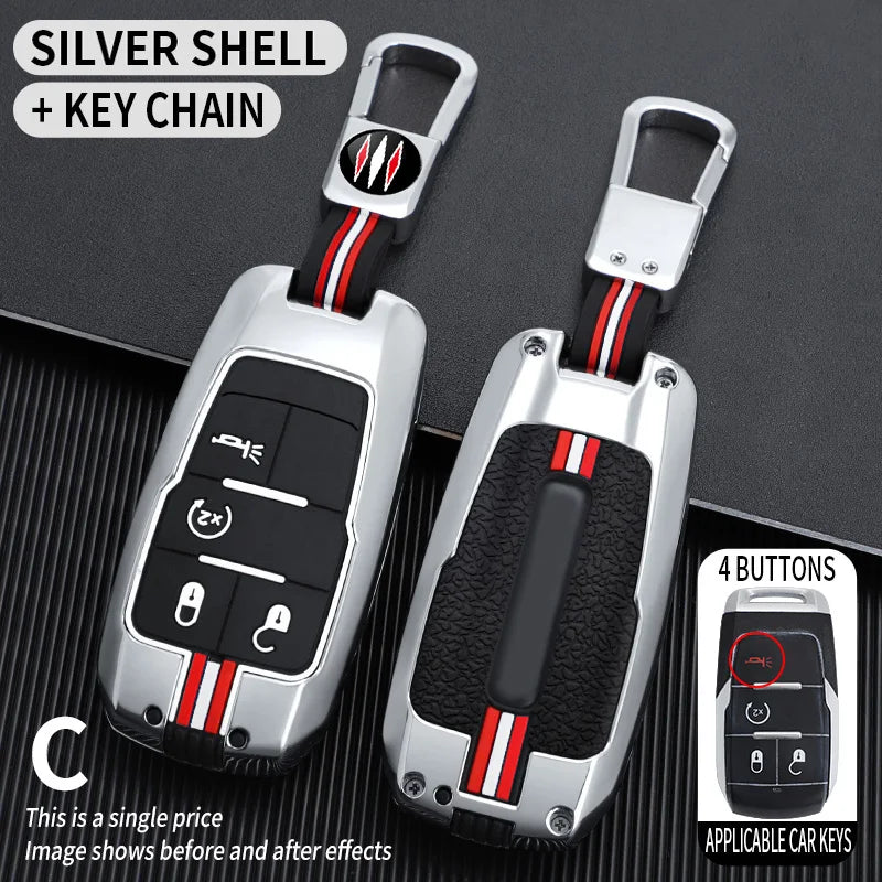 3 4 5 6 BOTTONS Metal Car Key Cover Fob Case Shell for Dodge Ram