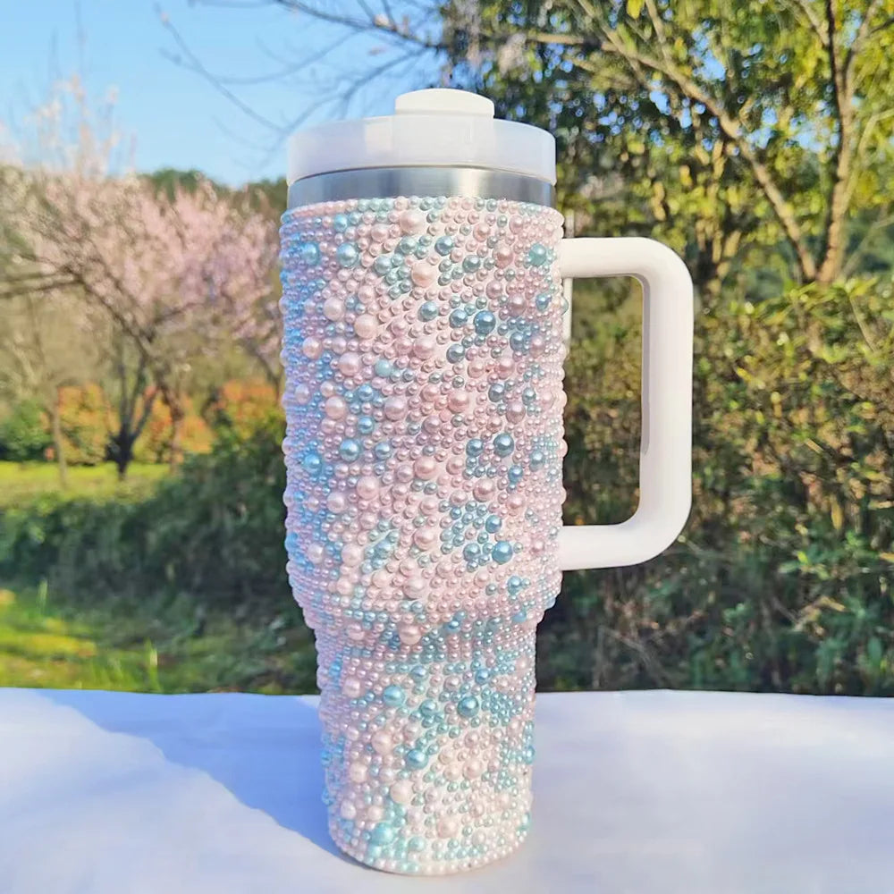 40oz Tumbler with Handle and Straw Stainless