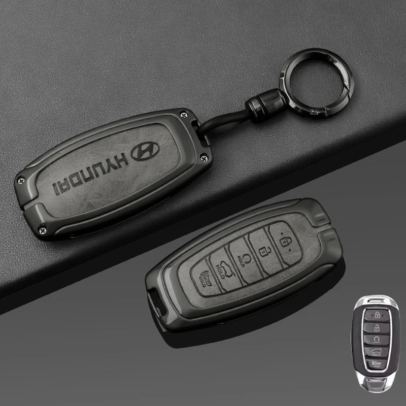 New Leather Car Smart Remote Key Case For Hyundai Performance Elantra GT Kona Santa Fe Veloster Auto Styling Protect Cover Shell