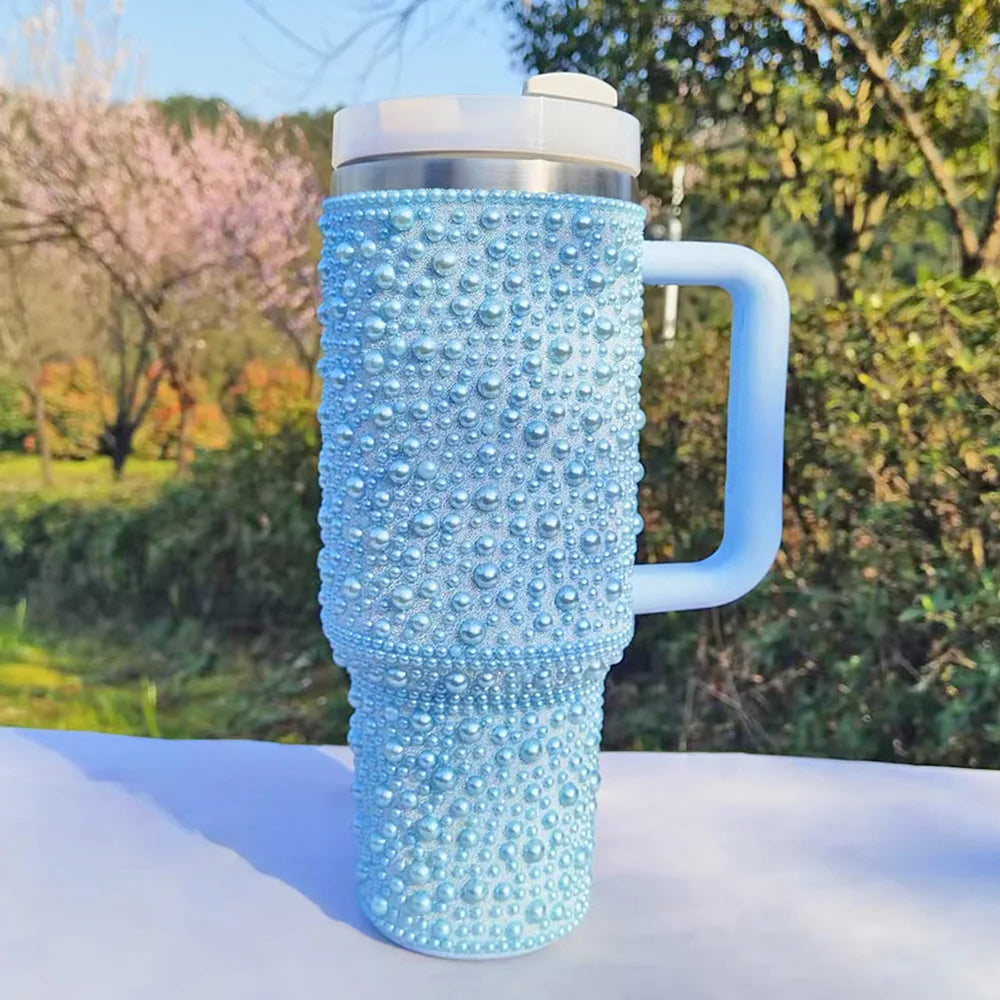 40oz Tumbler with Handle and Straw Stainless