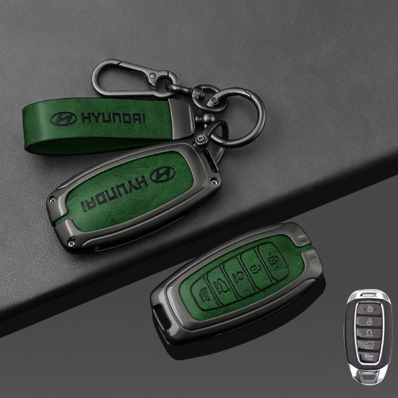 New Leather Car Smart Remote Key Case For Hyundai Performance Elantra GT Kona Santa Fe Veloster Auto Styling Protect Cover Shell