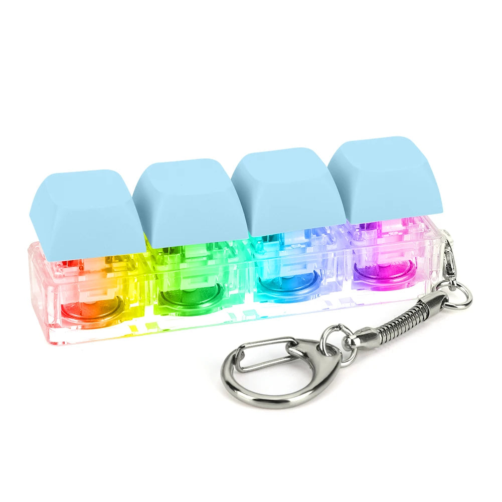 4 Keys Keycaps Keychain Toys with LED Light Decompression Toys Keyboard Fidget Keychain Stress Relief Fidget Keychain Button