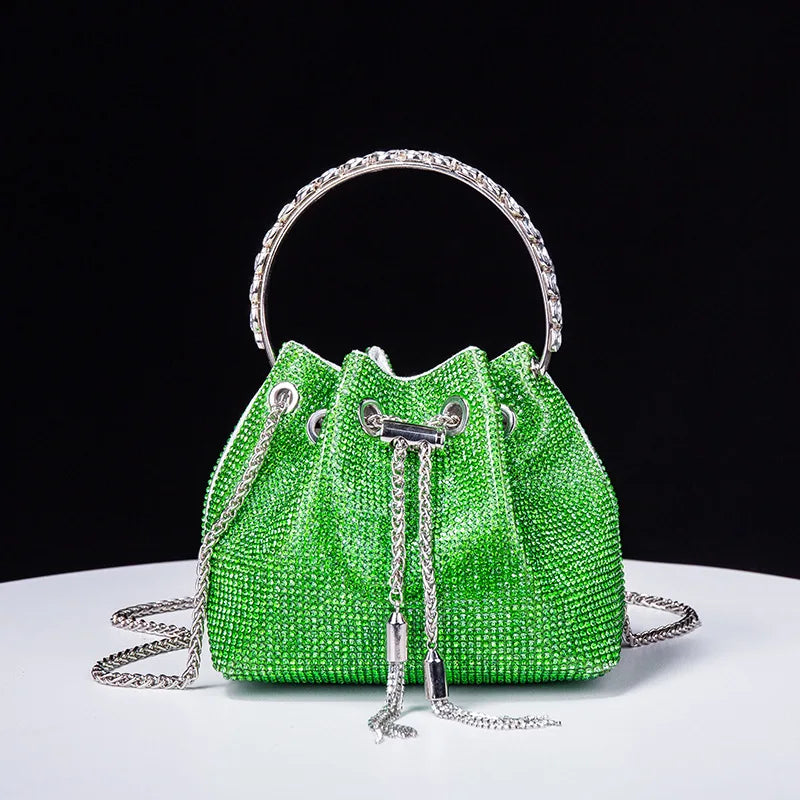 Acrylic Evening Handbag with Diamond-Encrusted Chain