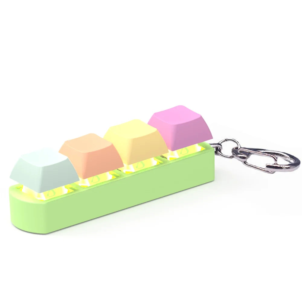 4 Keys Keycaps Keychain Toys with LED Light Decompression Toys Keyboard Fidget Keychain Stress Relief Fidget Keychain Button