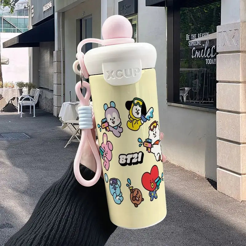 Cute Cartoon Bt21 600Ml Large Capacity Insulated
