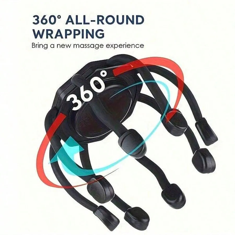 Cordless Electric Scalp Massager,360 Degree Head Massager With 8 Finger Tips,