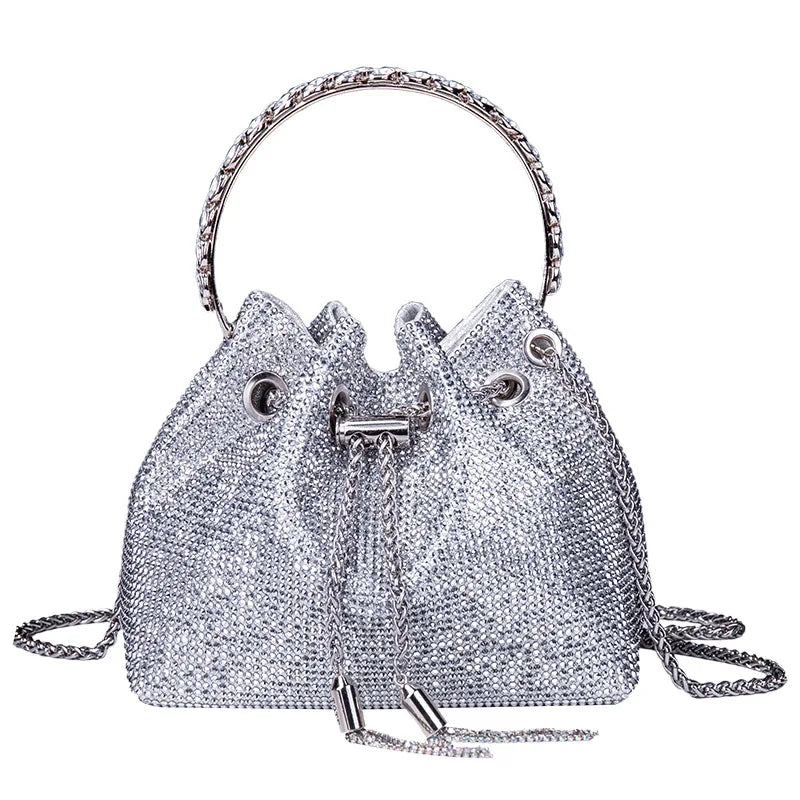 Acrylic Evening Handbag with Diamond-Encrusted Chain