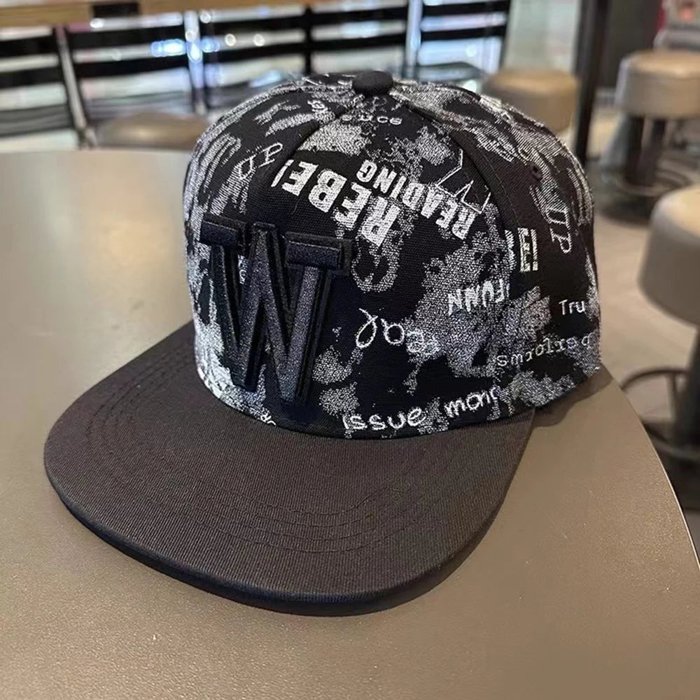 Funky Men's Letter Embroidery Tide All-match Flat Brim Baseball Cap Hip-hop Hat
