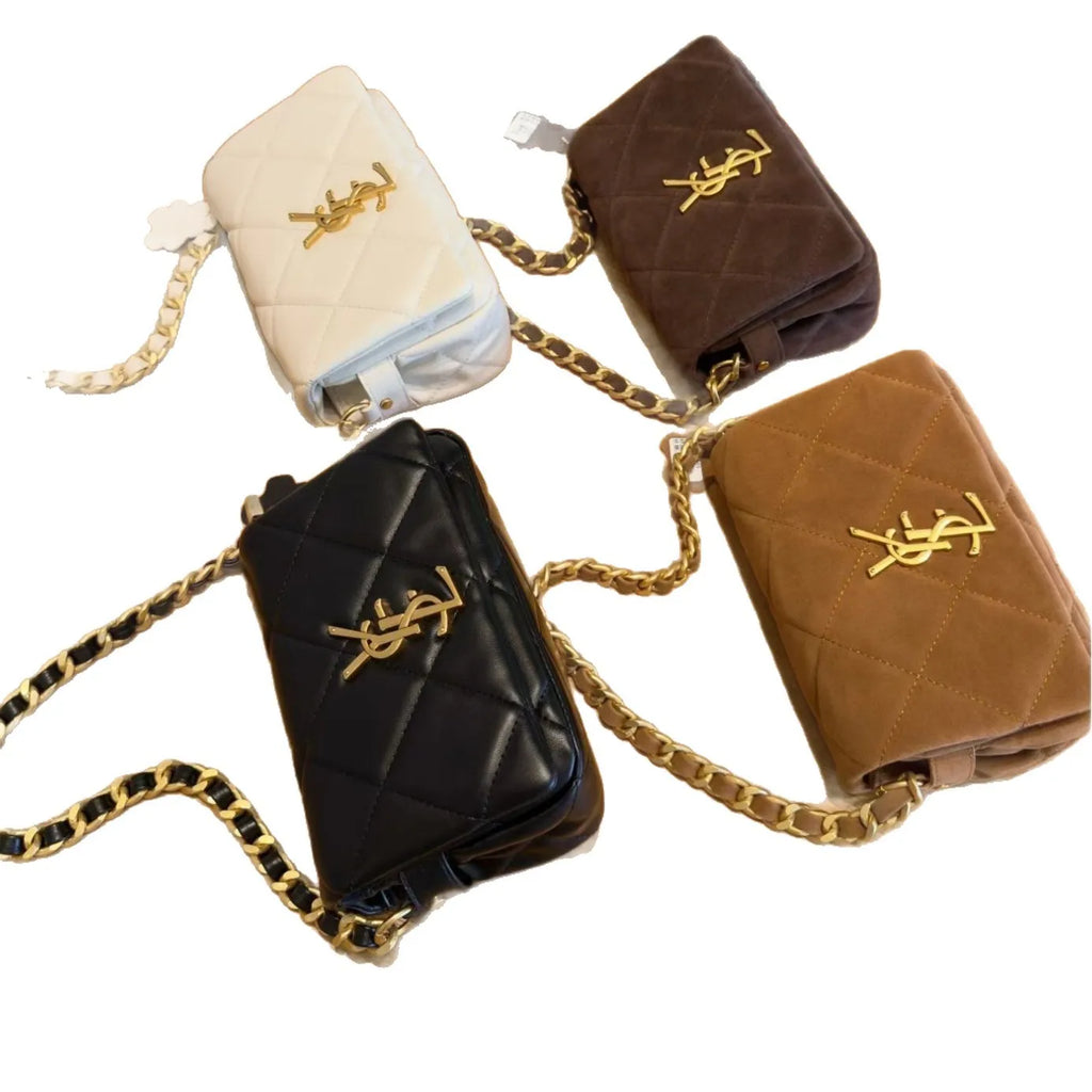 Luxurious Suede Diamond Grid Chain Link Small Fragrance Style Underarm Bag 2025 New Fashion Single Shoulder Crossbody Women's...