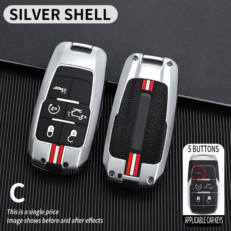 3 4 5 6 BOTTONS Metal Car Key Cover Fob Case Shell for Dodge Ram