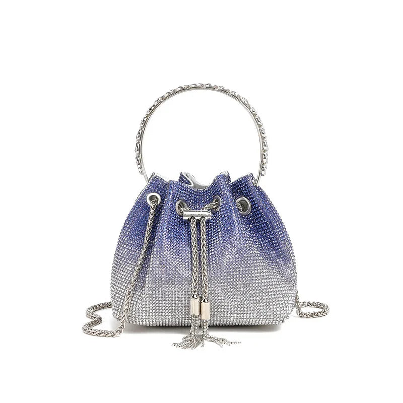 Acrylic Evening Handbag with Diamond-Encrusted Chain