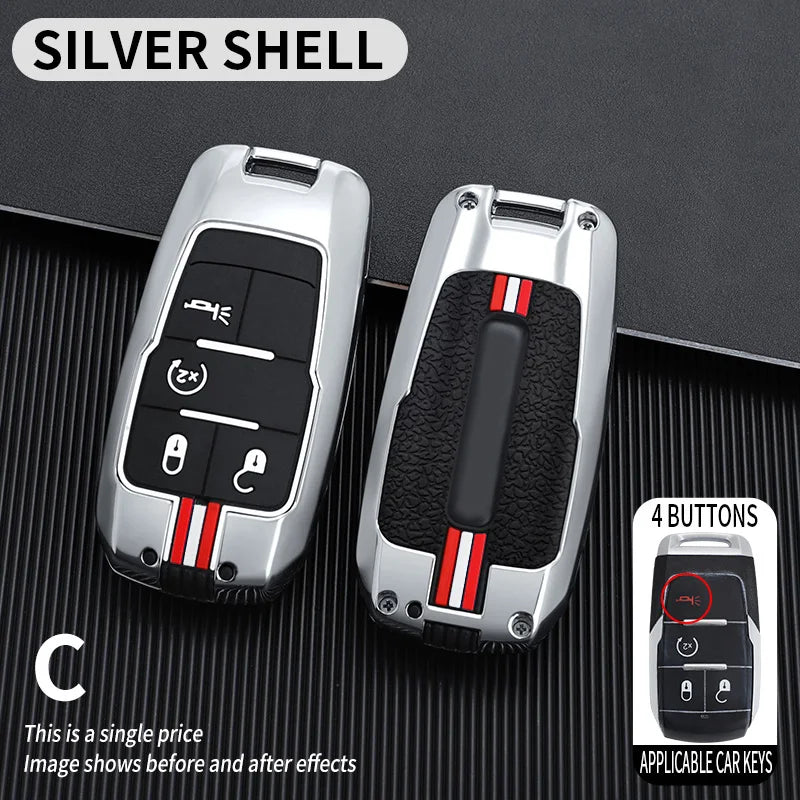 3 4 5 6 BOTTONS Metal Car Key Cover Fob Case Shell for Dodge Ram
