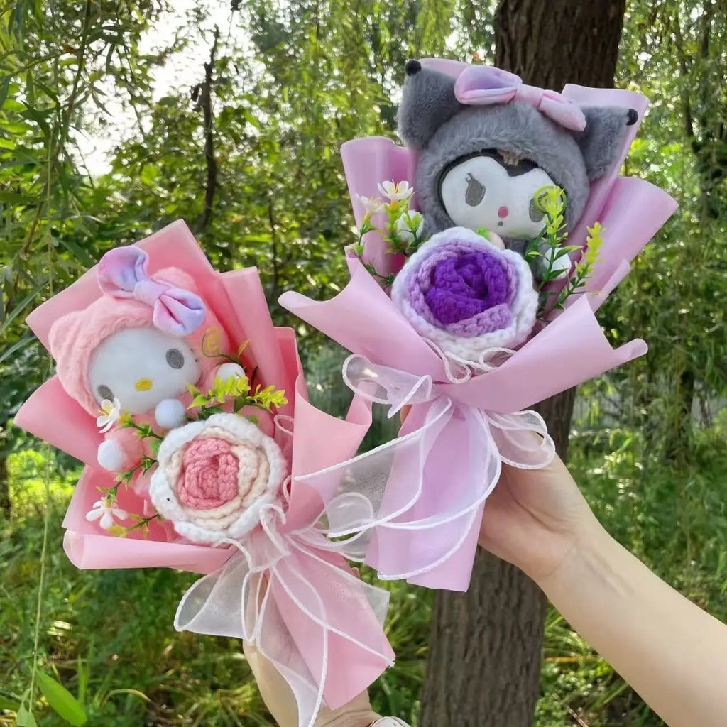 Hello Kitty Cat Dolls With Flowers Creative Bouquet Valentine gift