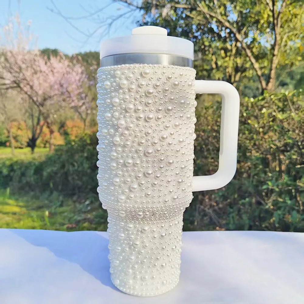 40oz Tumbler with Handle and Straw Stainless
