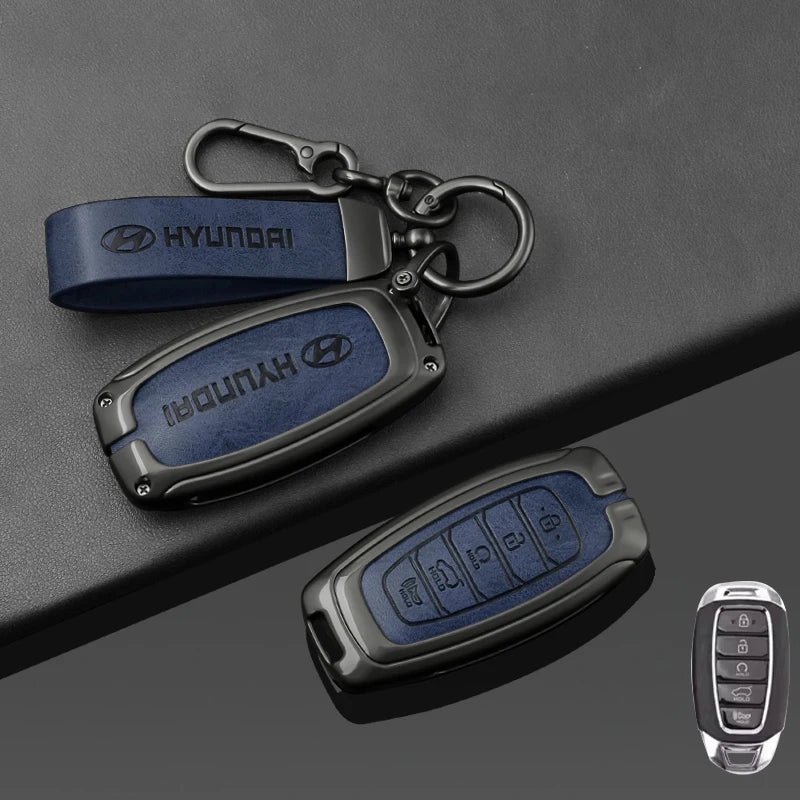 New Leather Car Smart Remote Key Case For Hyundai Performance Elantra GT Kona Santa Fe Veloster Auto Styling Protect Cover Shell